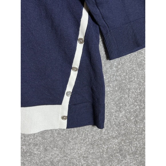 CJ Banks 3/4 Sleeve Asymmetrical Button Accent Knit Sweater Womens Size‎ 1X Blue - Picture 7 of 11